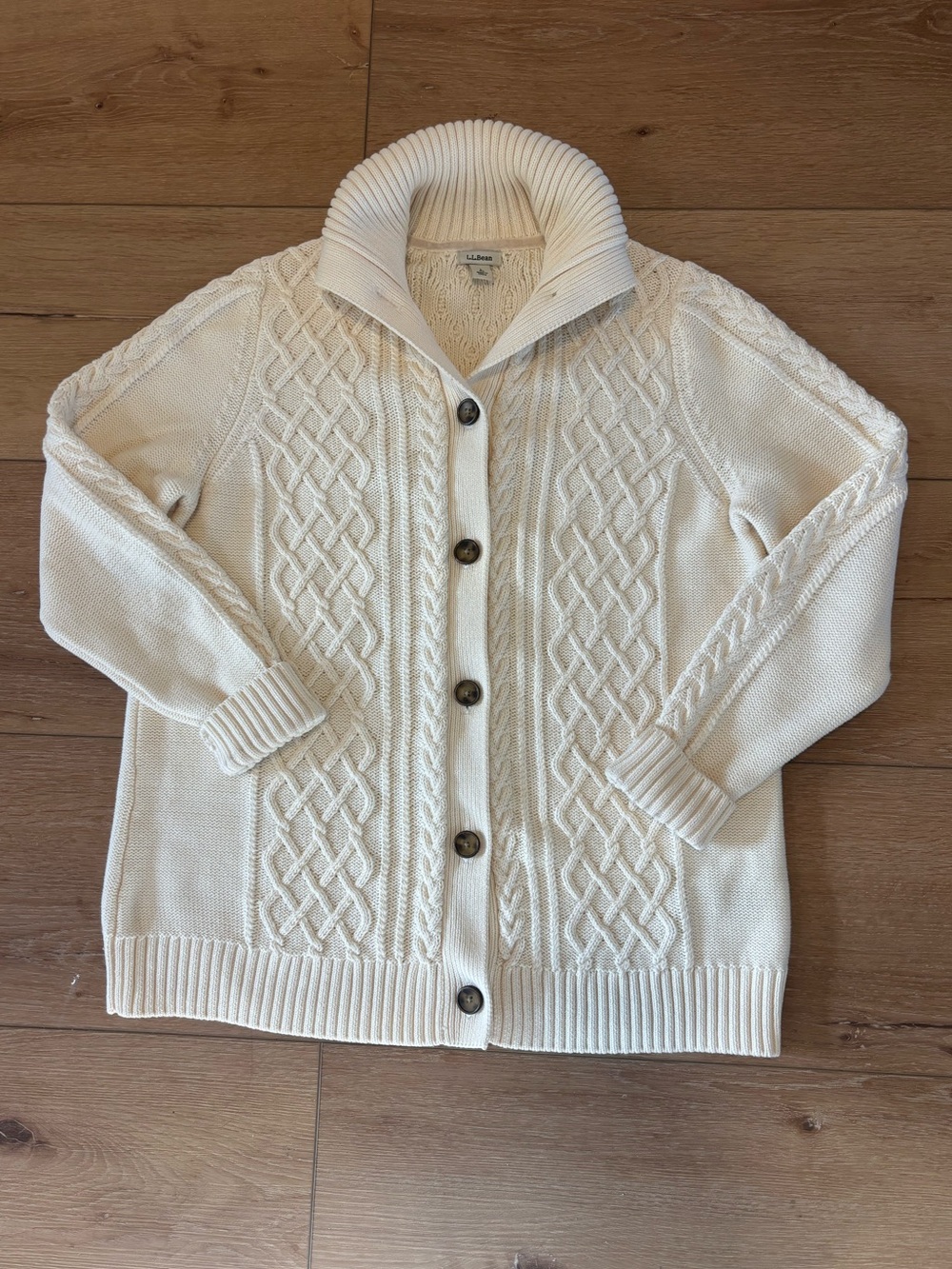 L.L. Bean Cream Cardigan Large